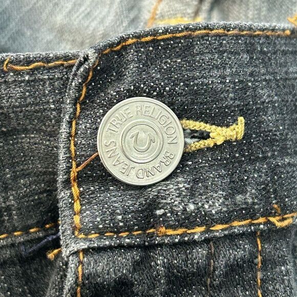 True Religion Men's Black Joey Distressed Straight Jeans Sz 36 - Picture 5 of 11